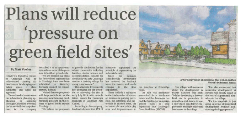 Hewitts Industrial Estate Cranleigh planning application submitted