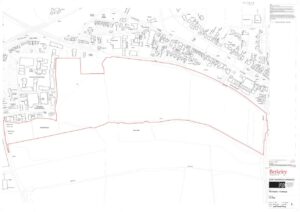 Red line boundary map of Berkeley Homes The Maples site Cranleigh